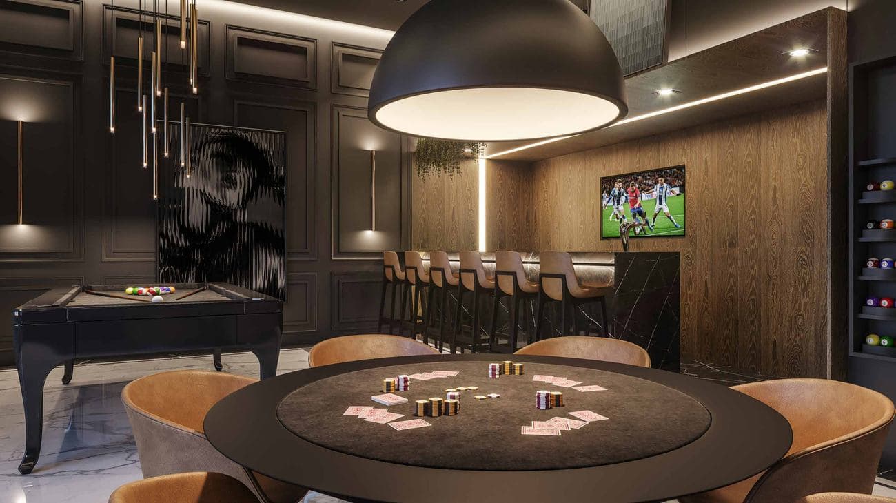 Sala de jogos do L'Atelier Concept Home, em Itapema