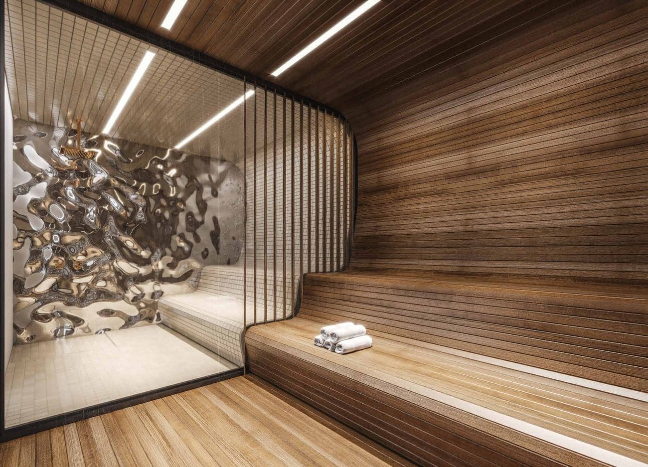 Sauna do L'Atelier Concept Home, na Meia Praia, Itapema