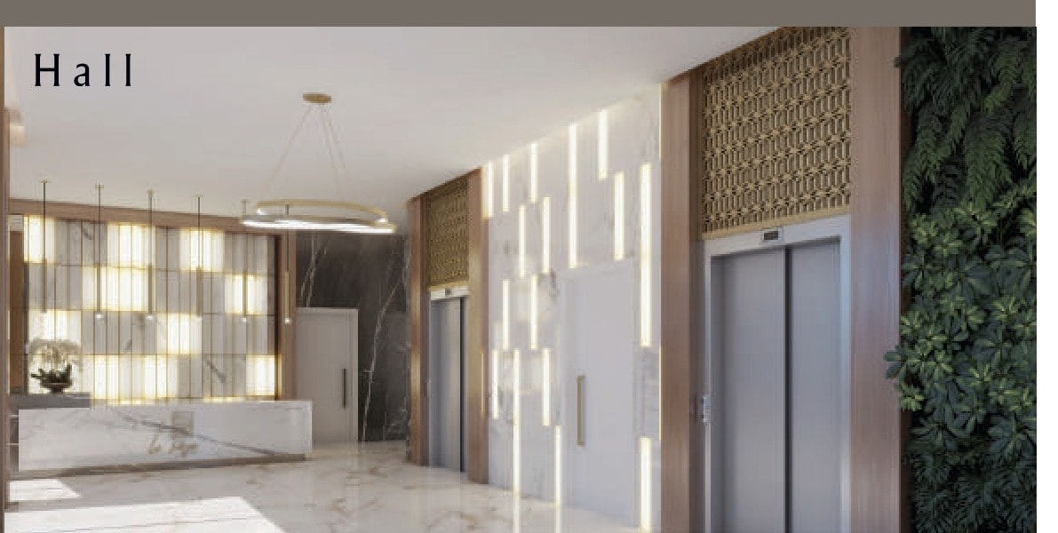 Hall de entrada mobiliado e decorado do Le Rêve Flats, em Meia Praia, Itapema