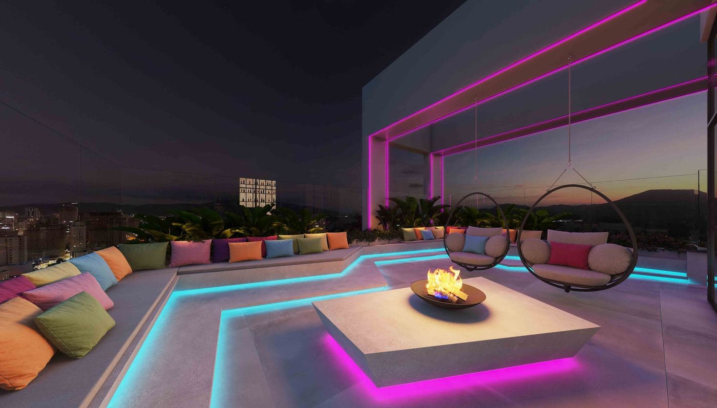 Sky Place, lounge no rooftop do Loyal Tower Flats, na Meia Praia, Itapema