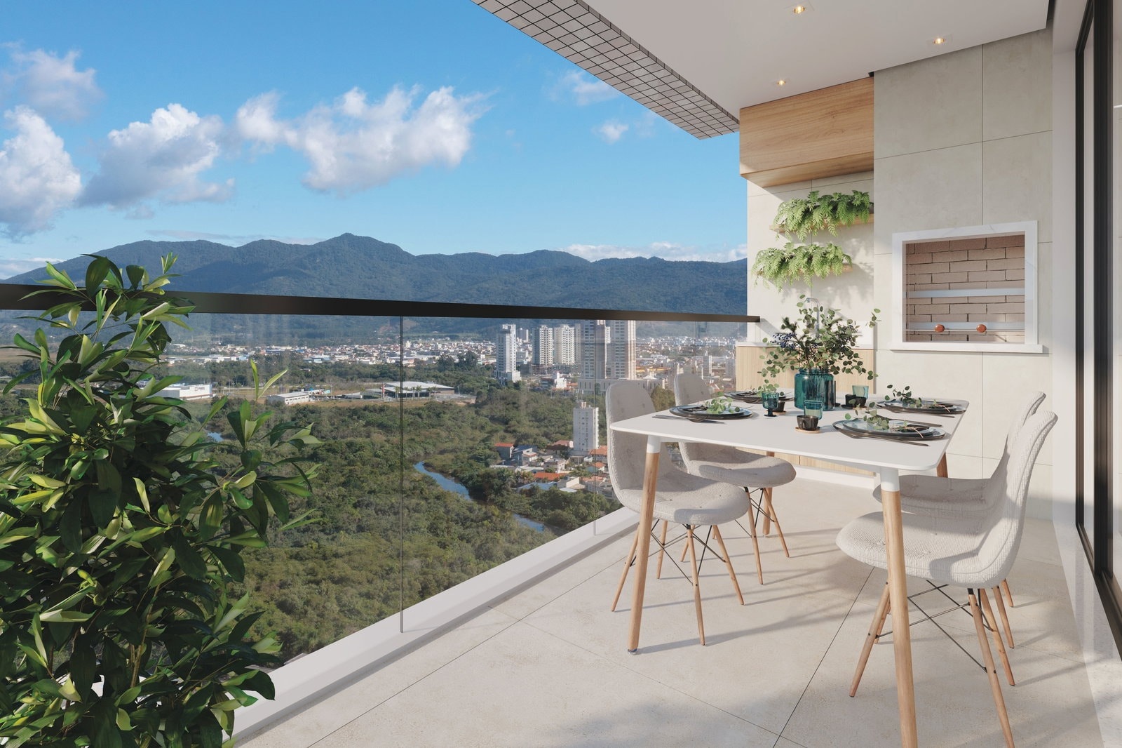 Espaço gourmet com vista do Monte Solaro, na Rua 304, Meia Praia, Itapema