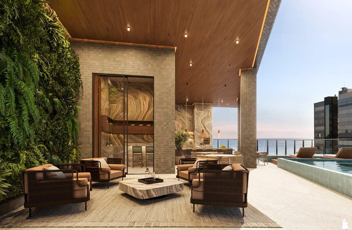 Quiosque externo com churrasqueira do Onix Towers Residence