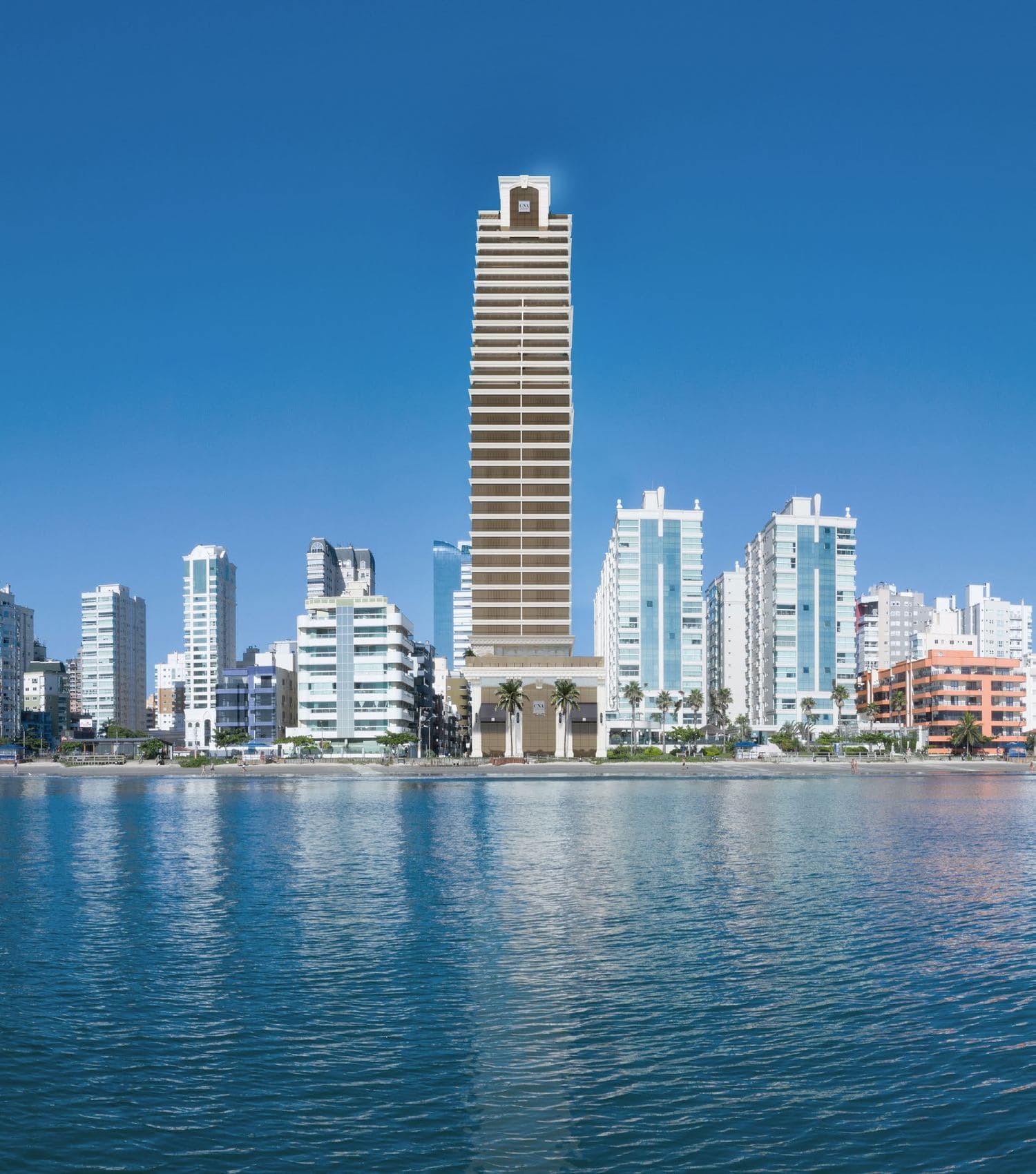 Torre do Ópera CNA Residence vista do mar, frente mar na Meia Praia, Itapema
