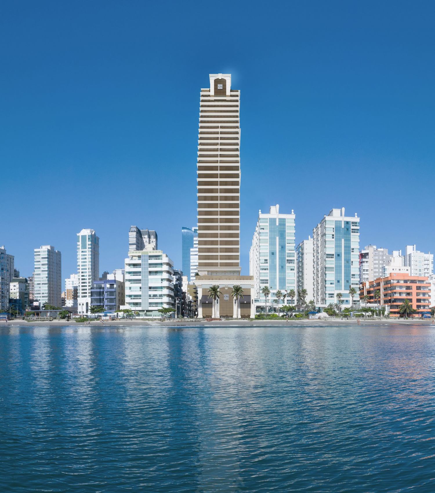Torre do Ópera CNA Residence vista do mar, frente mar na Meia Praia, Itapema