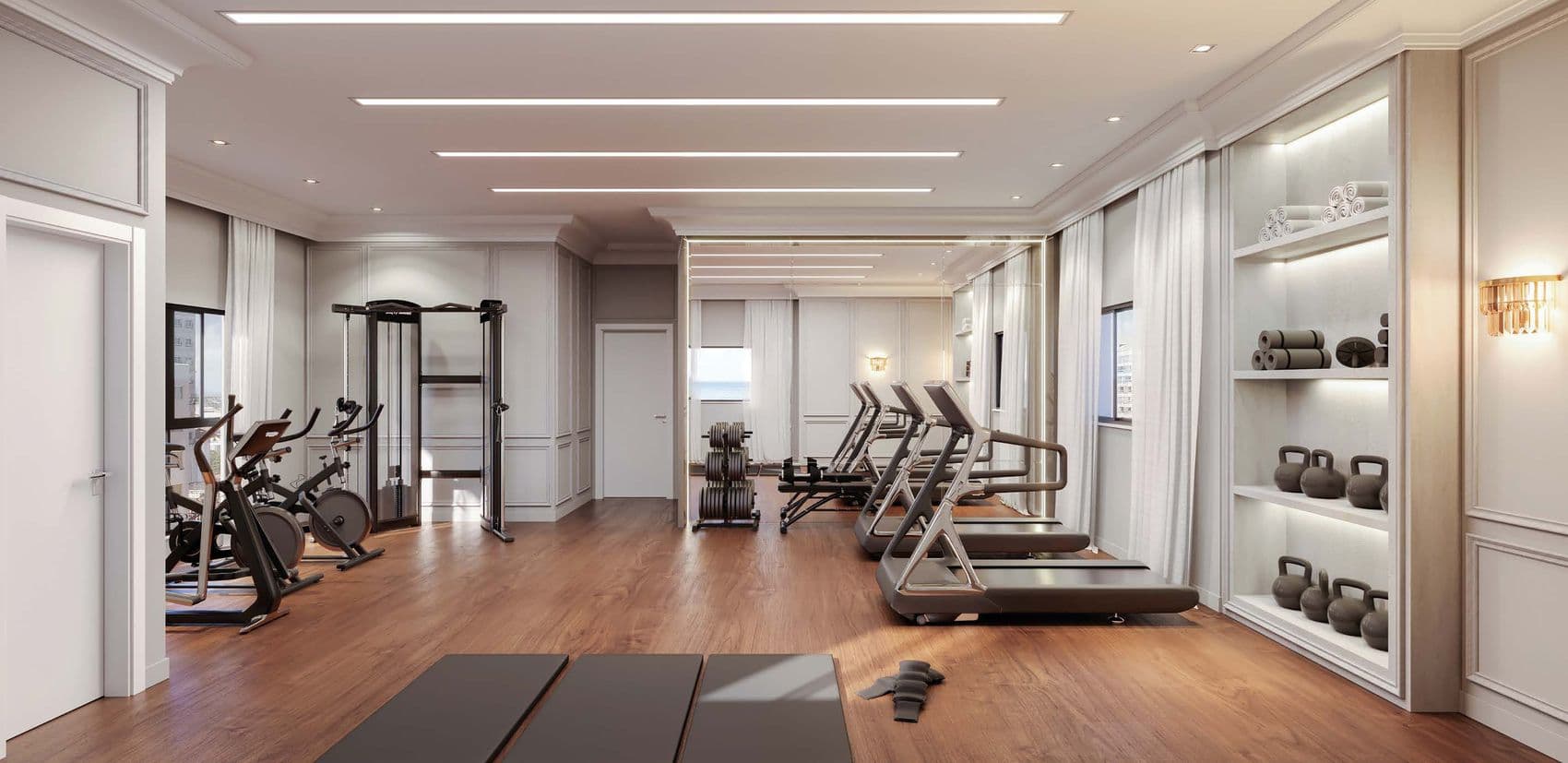 Espaço fitness equipado do Palazzo Royale, em Itapema