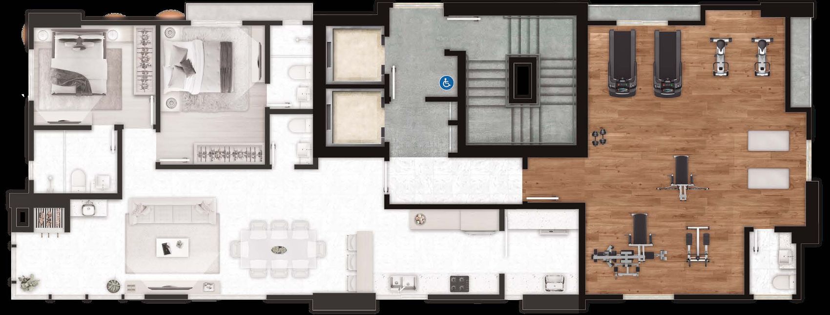 Planta do apartamento diferenciado do Palazzo Royale, na Meia Praia, Itapema