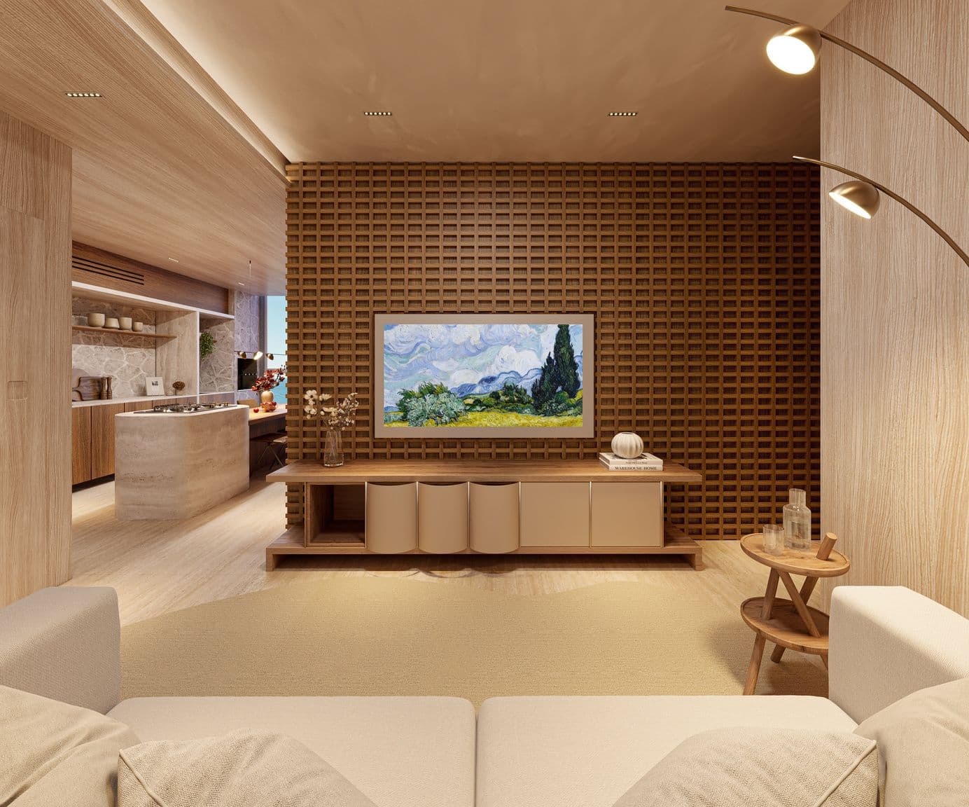 Estar de apartamento de 2 suítes do Park Lane em Porto Belo