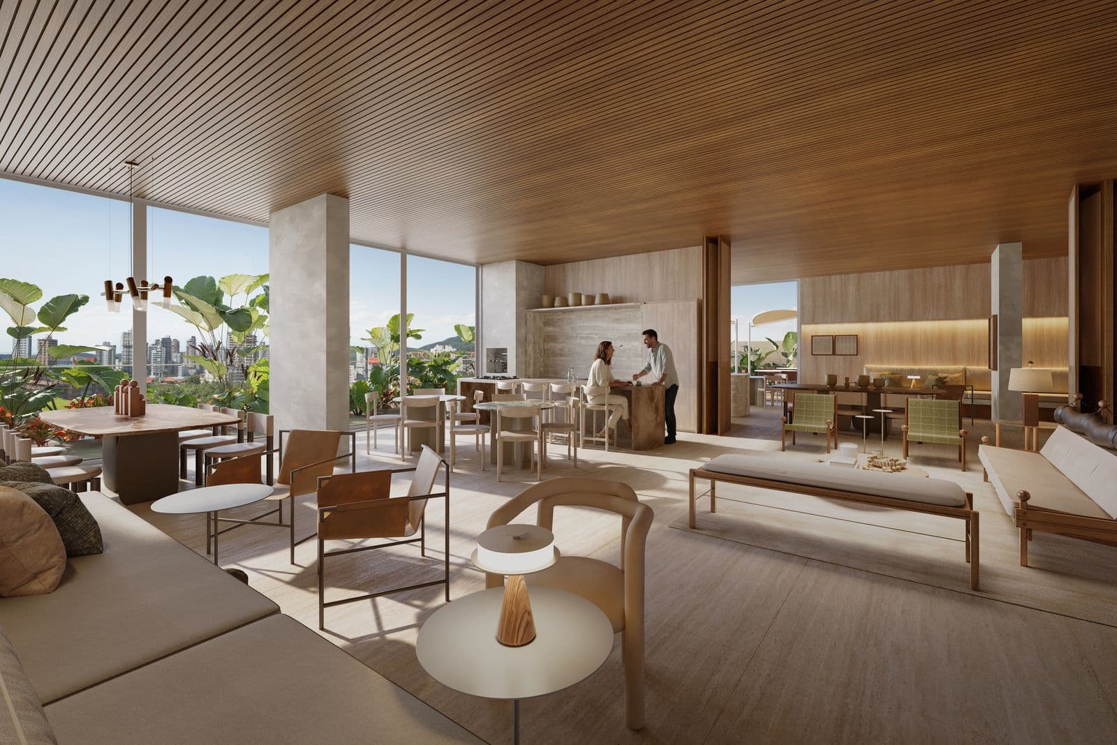Lounge do condomínio Park Lane, em Porto Belo