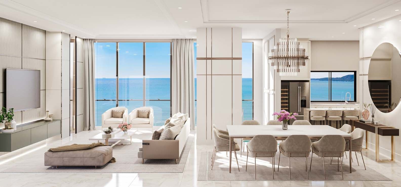 Living integrado de 190 m² do Pirita Concept Home Residence, em Meia Praia