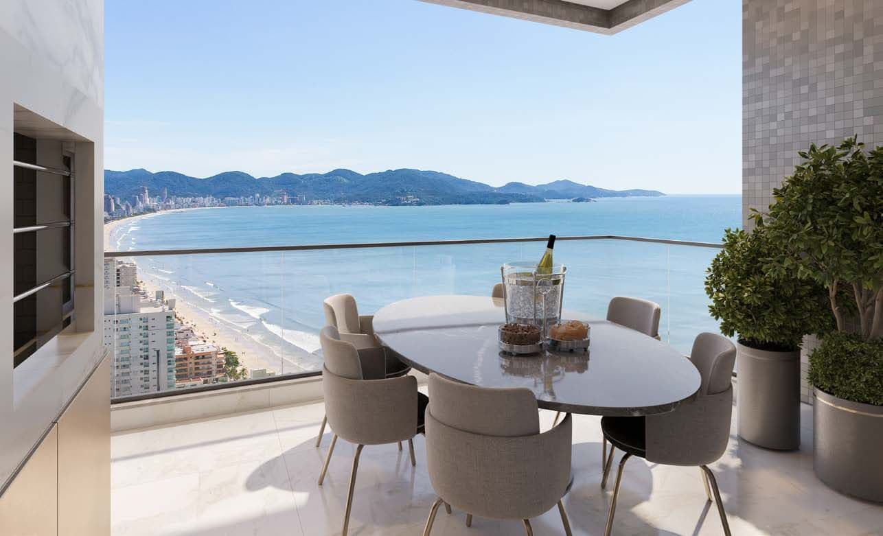 Sacada gourmet do apartamento do Pirita com vista para o mar de Meia Praia