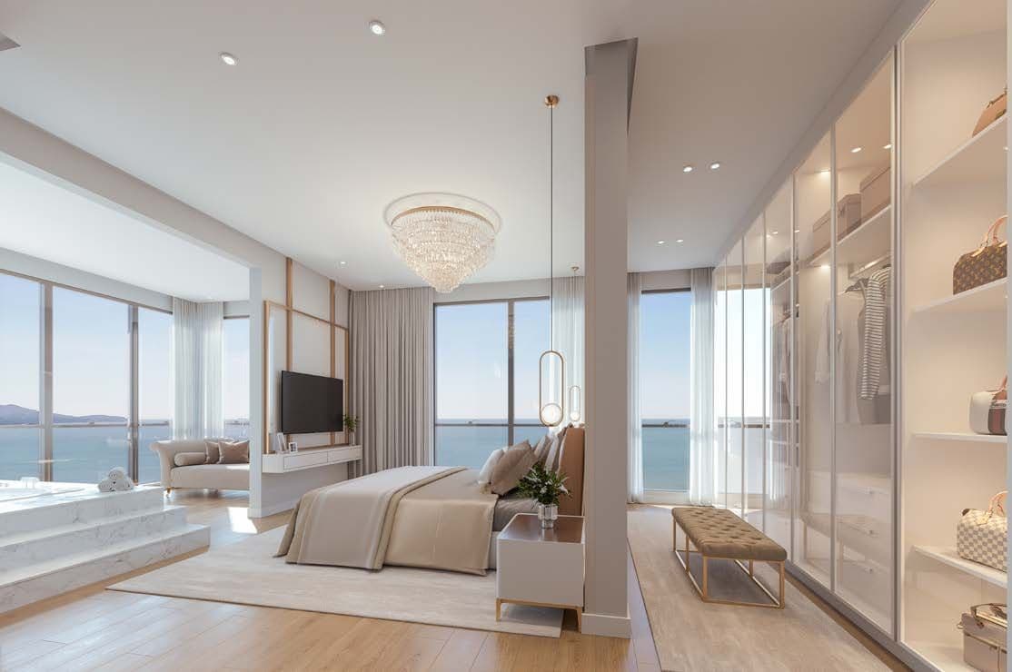 Suíte com vista para o mar do duplex do Pirita Concept Home Residence