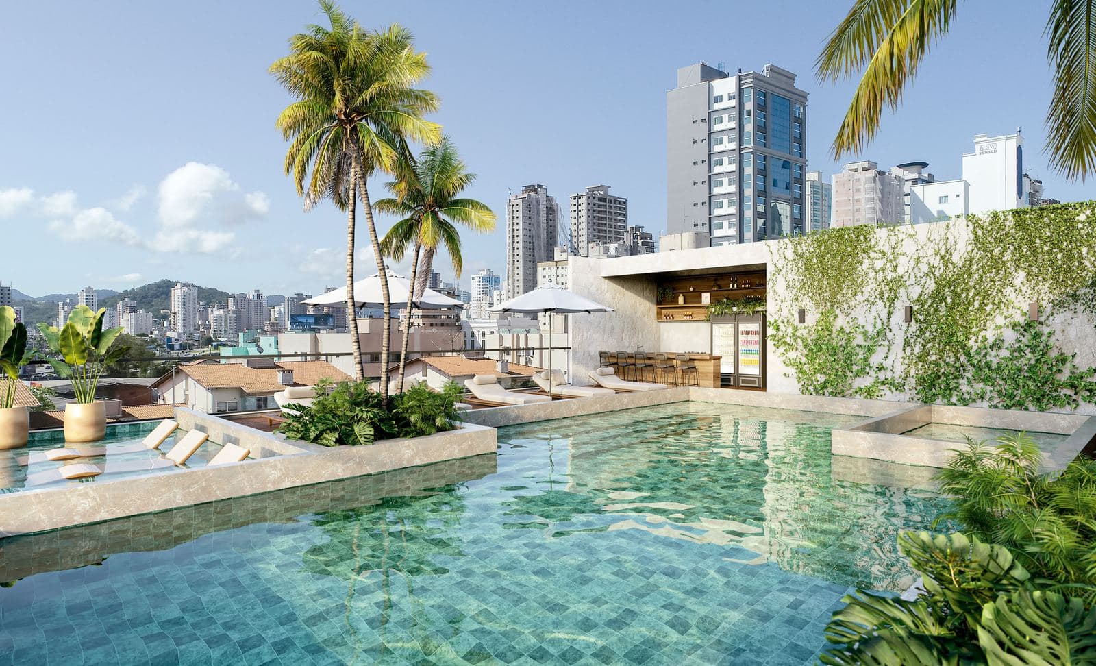 Piscina adulto de 65 m² do Portal 246, na Meia Praia, Itapema