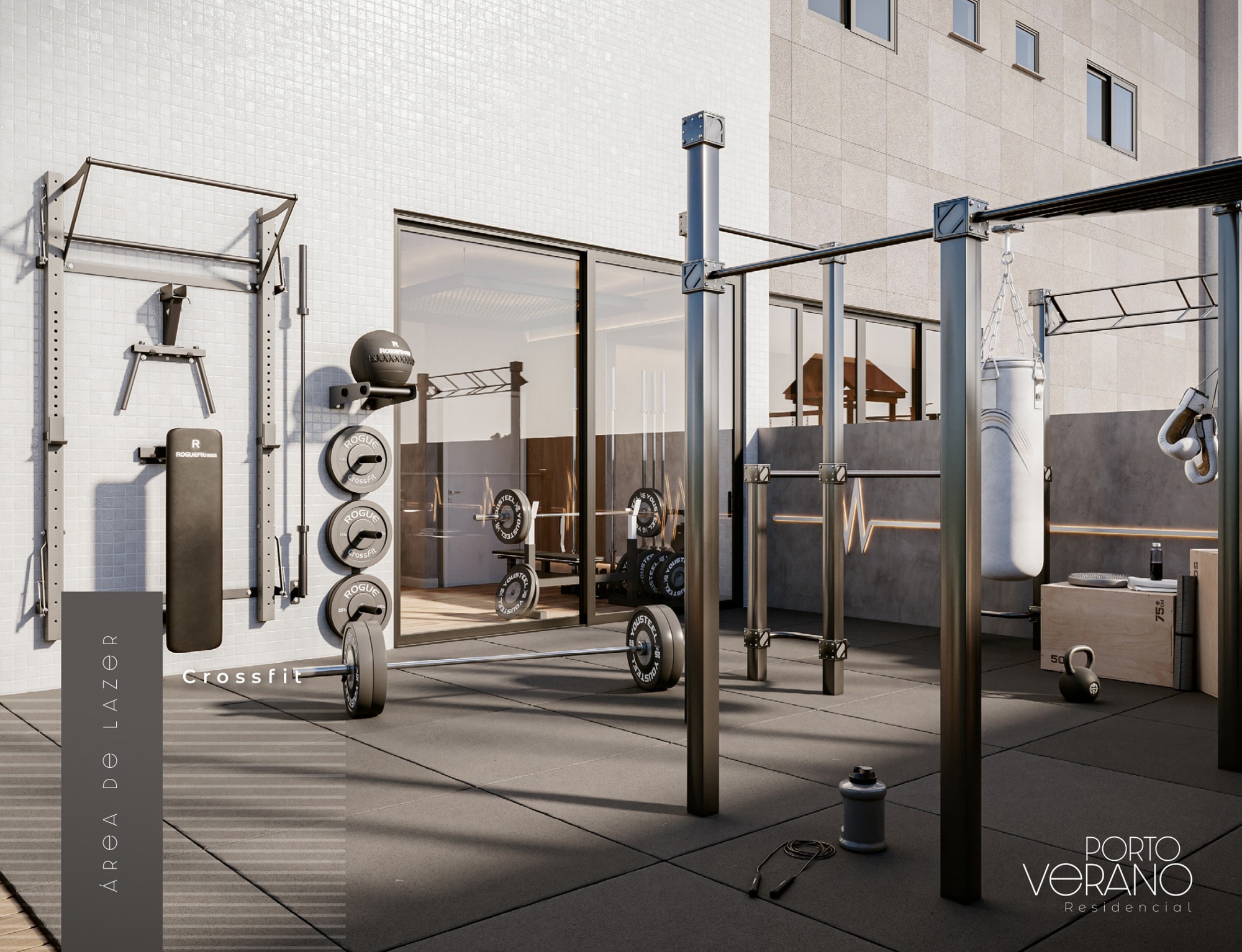 Espaço de crossfit do Porto Verano, em Meia Praia, Itapema