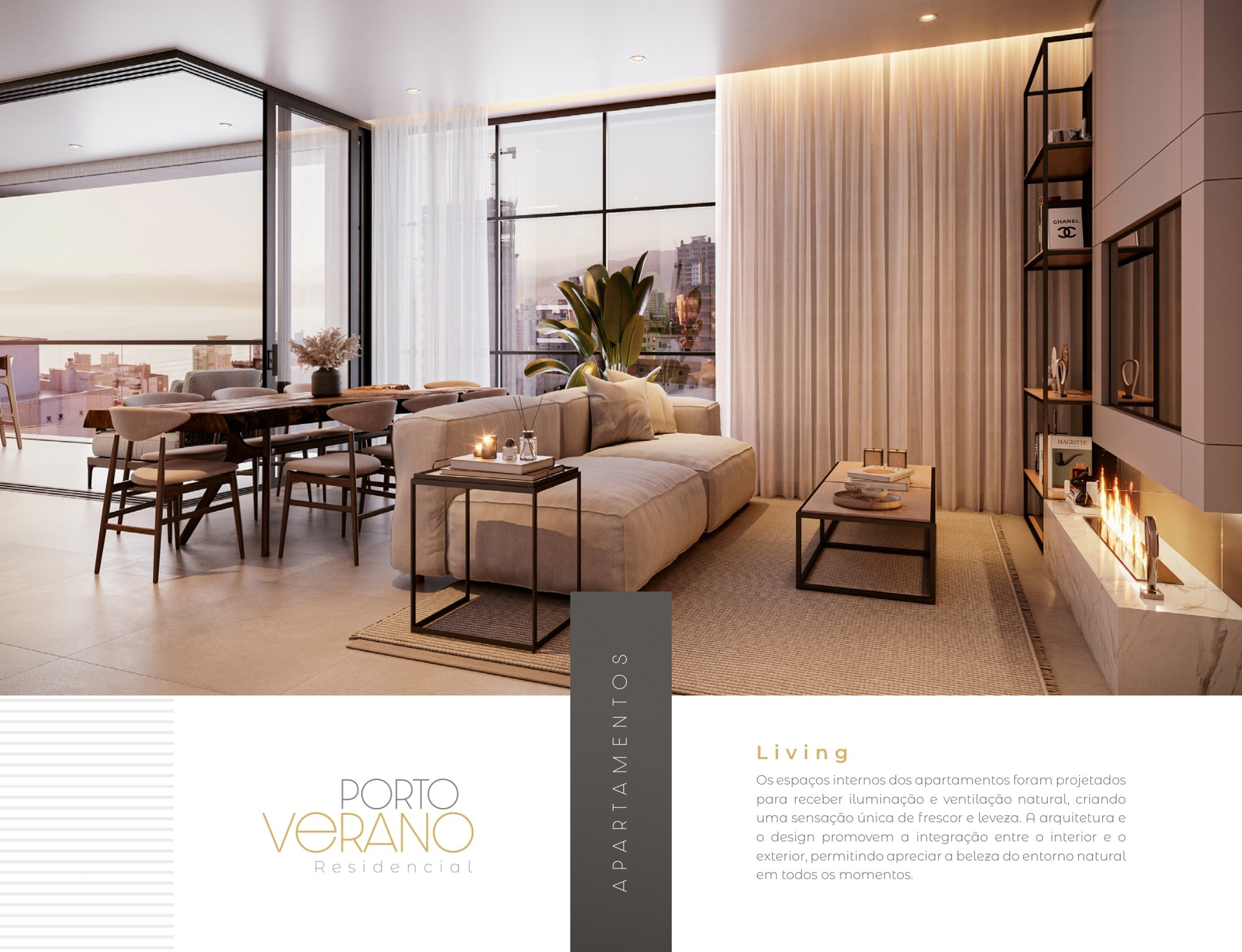 Living de apartamento do Porto Verano, em Meia Praia, Itapema