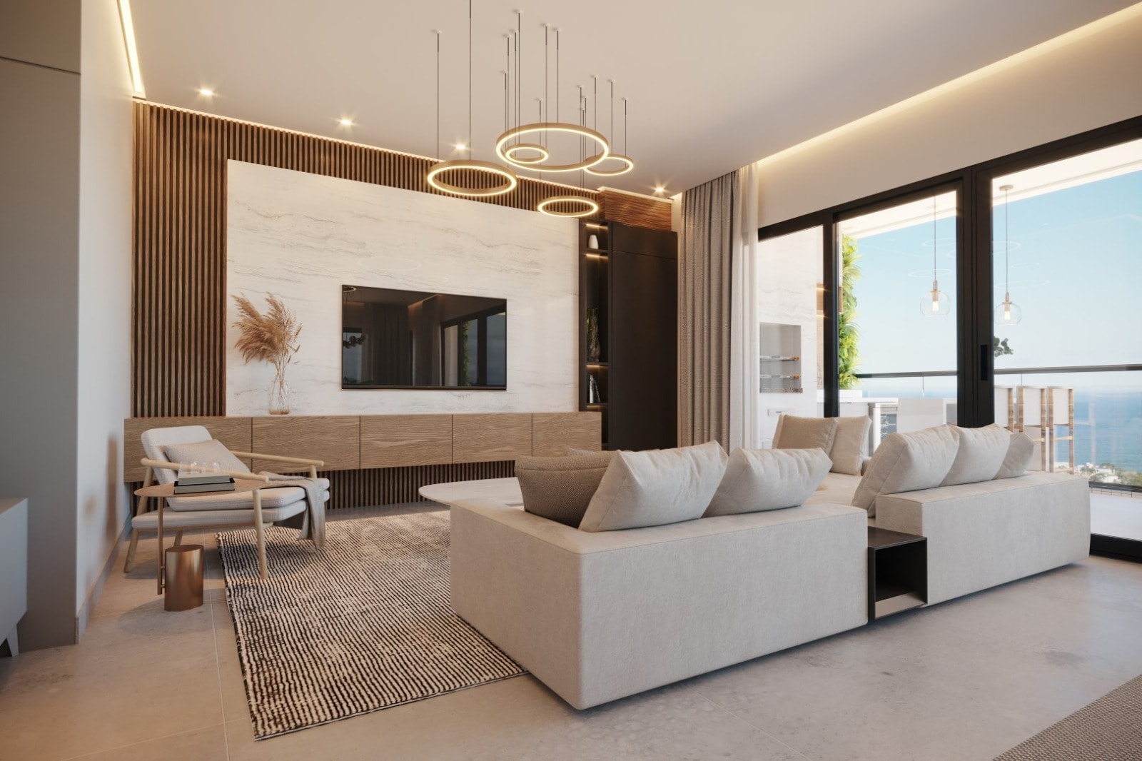 Living de 54,95 m² de apartamento do Principado de Mônaco, no Centro de Itapema