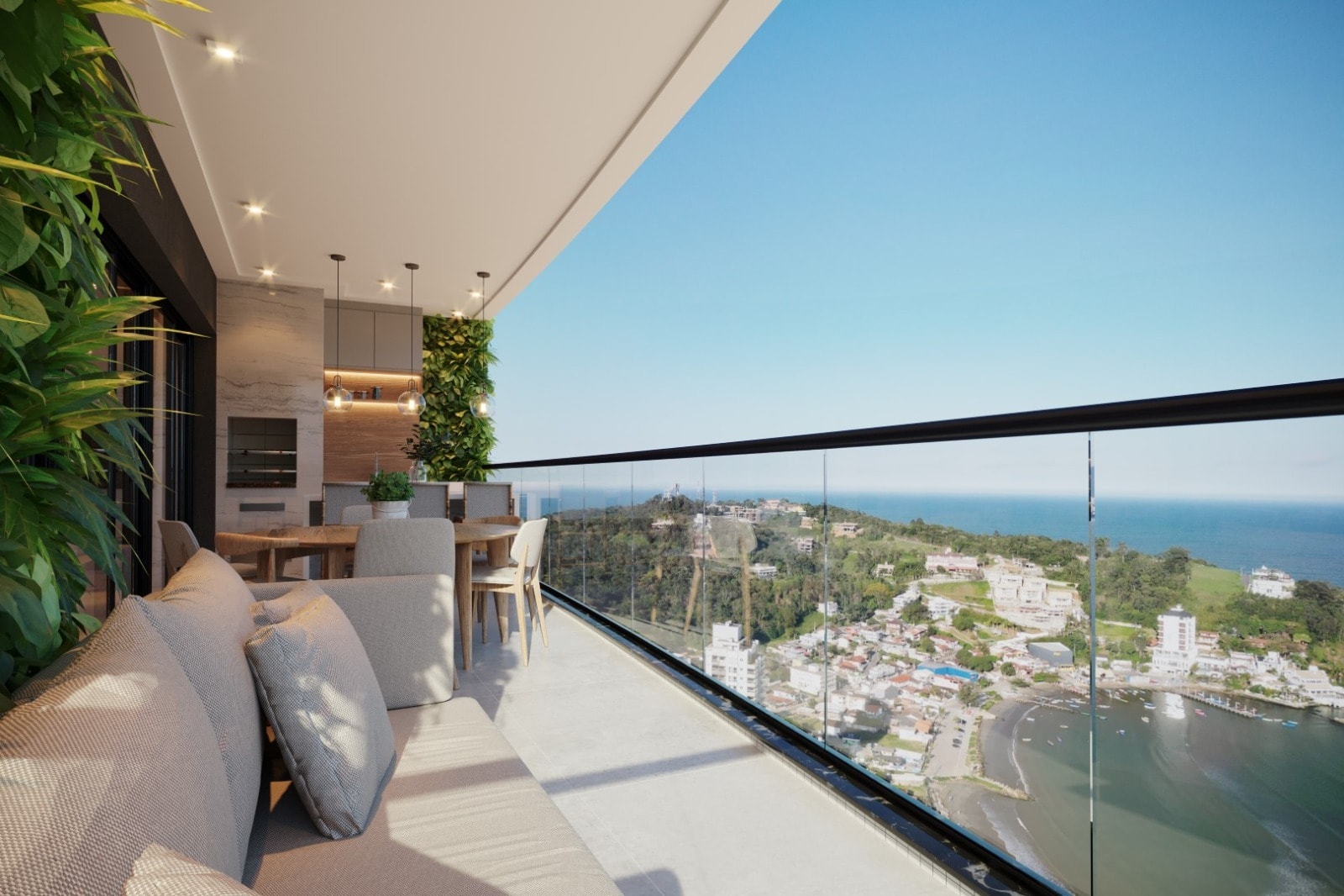Vista da sacada de um apartamento do Principado de Mônaco para a marina de Itapema