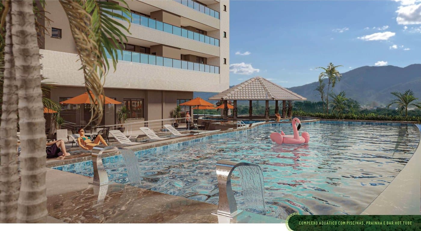 Piscina com raia e bar molhado do Reserva do Arvoredo Home Club, em Balneário Perequê, Porto Belo