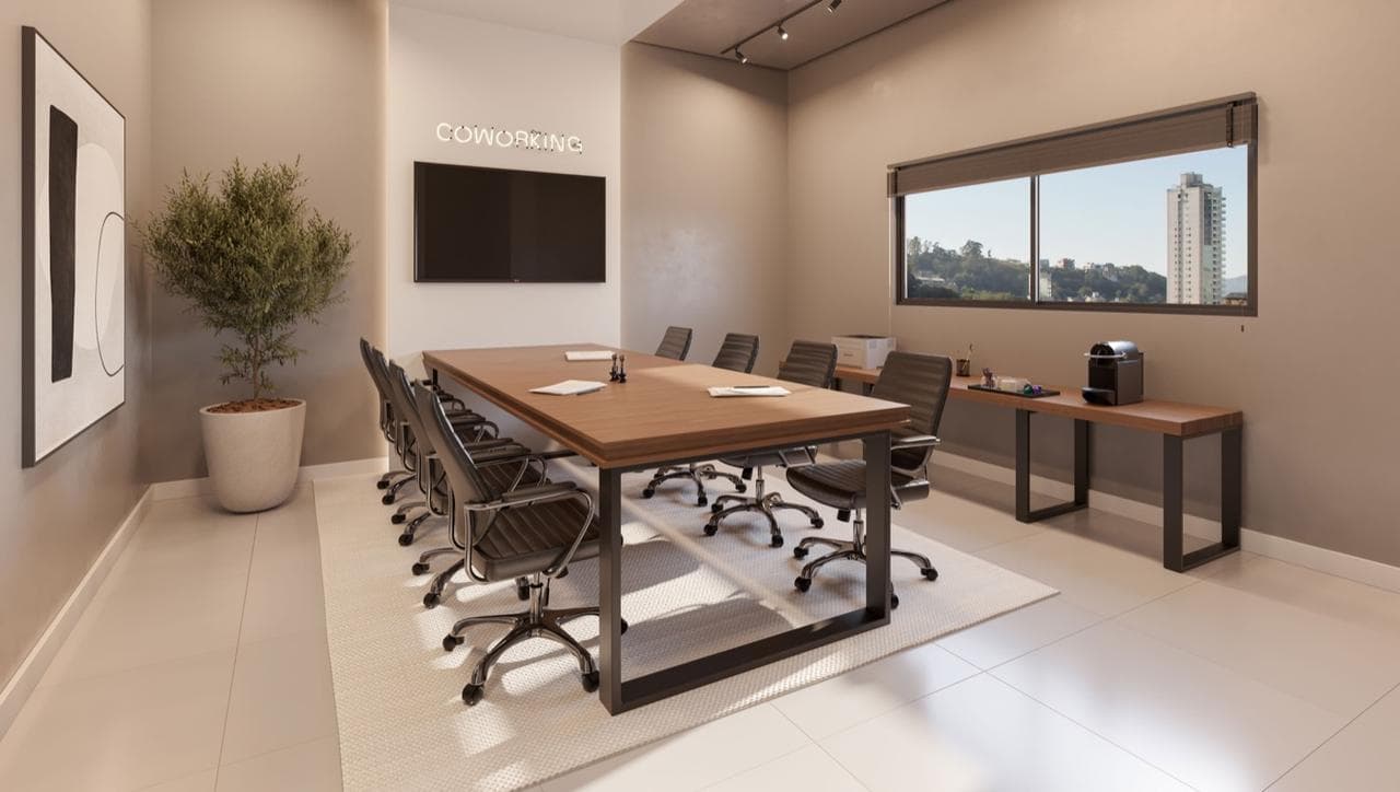 Coworking com sala de reunião do Riviera Home Club