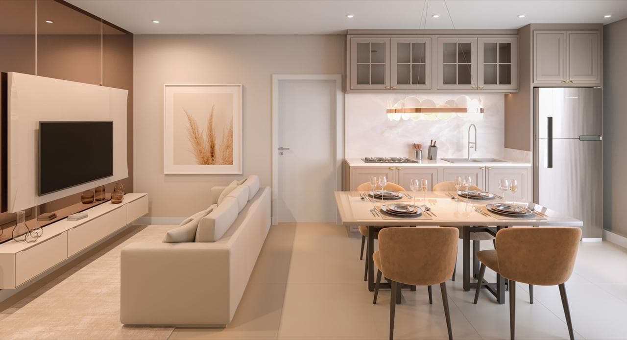 Living do apartamento tipo 04 da Torre Vernazza do Riviera Home Club