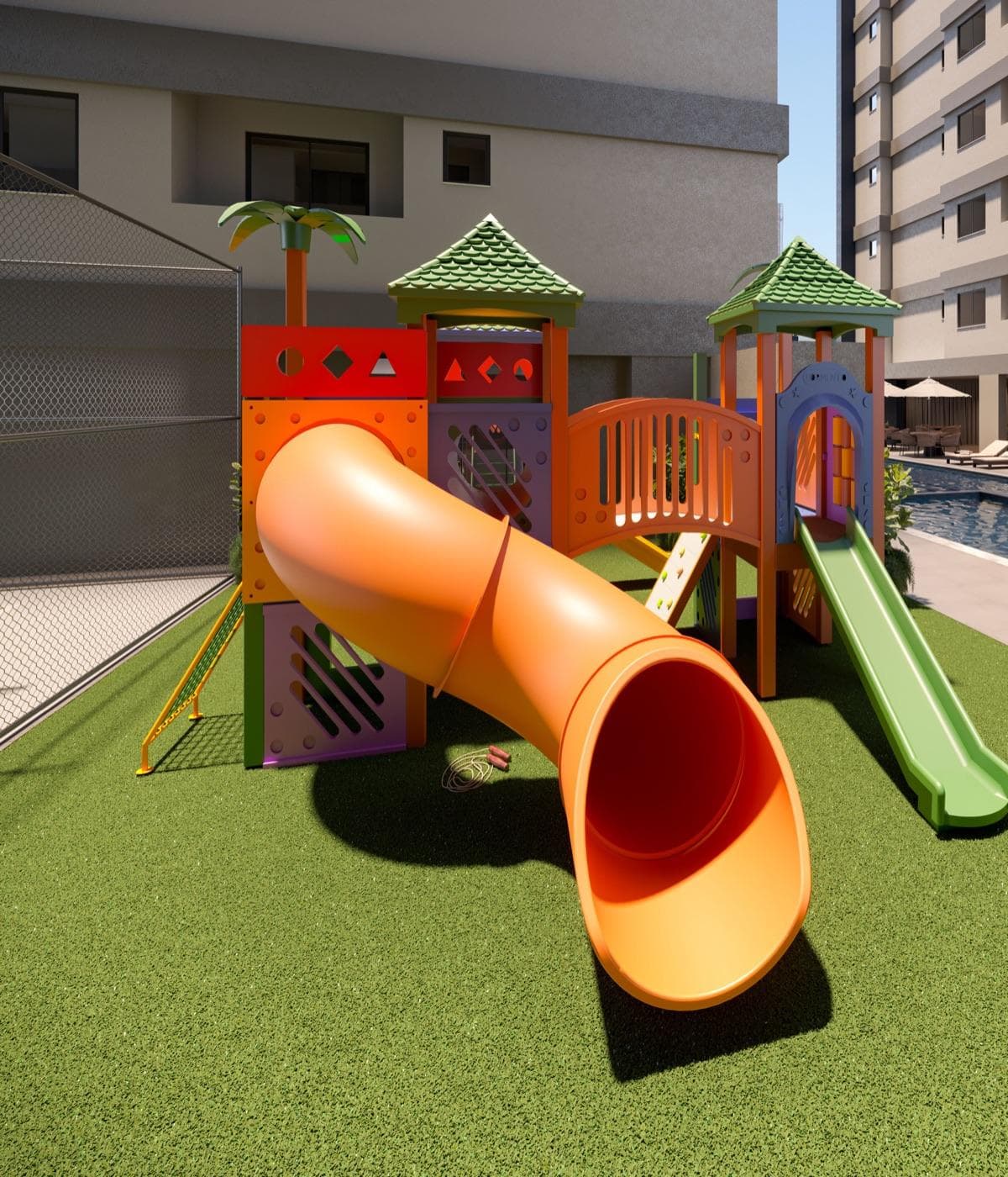 Playground do Riviera Home Club, com escorregador