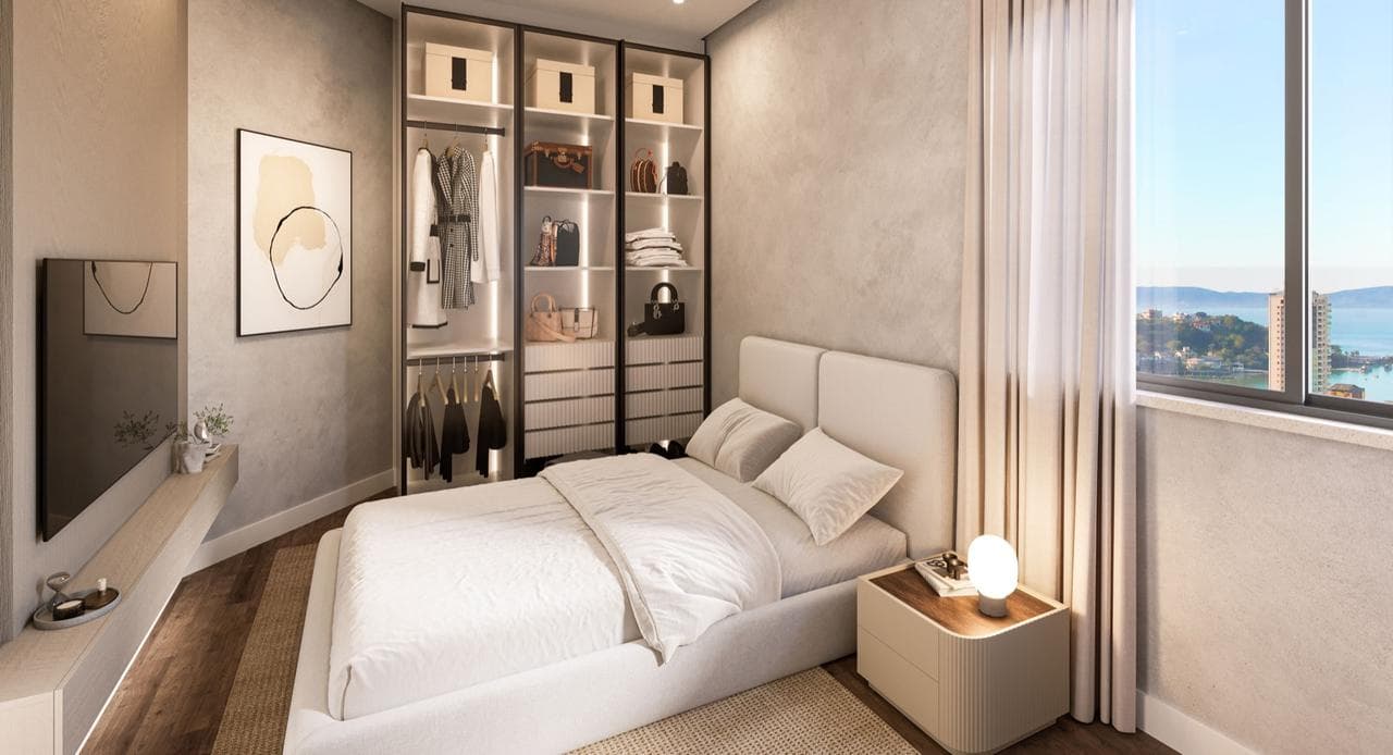 Suíte do apartamento tipo 03 da Torre Sorrento do Riviera Home Club