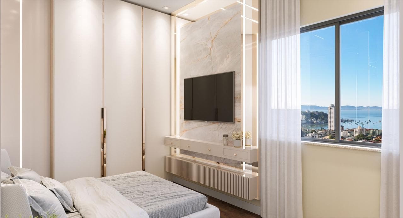 Suíte do apartamento tipo 04 da Torre Vernazza do Riviera Home Club