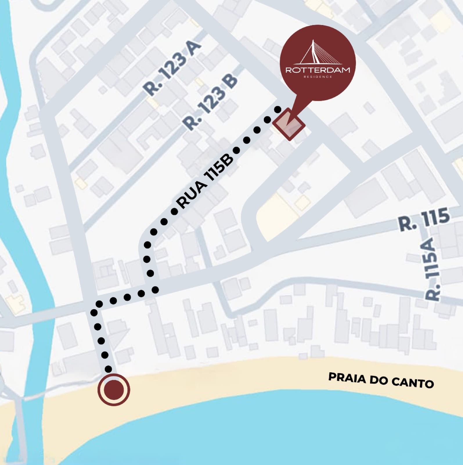 Mapa da localização do Rotterdam Residence no Centro de Itapema, perto da Praia do Canto