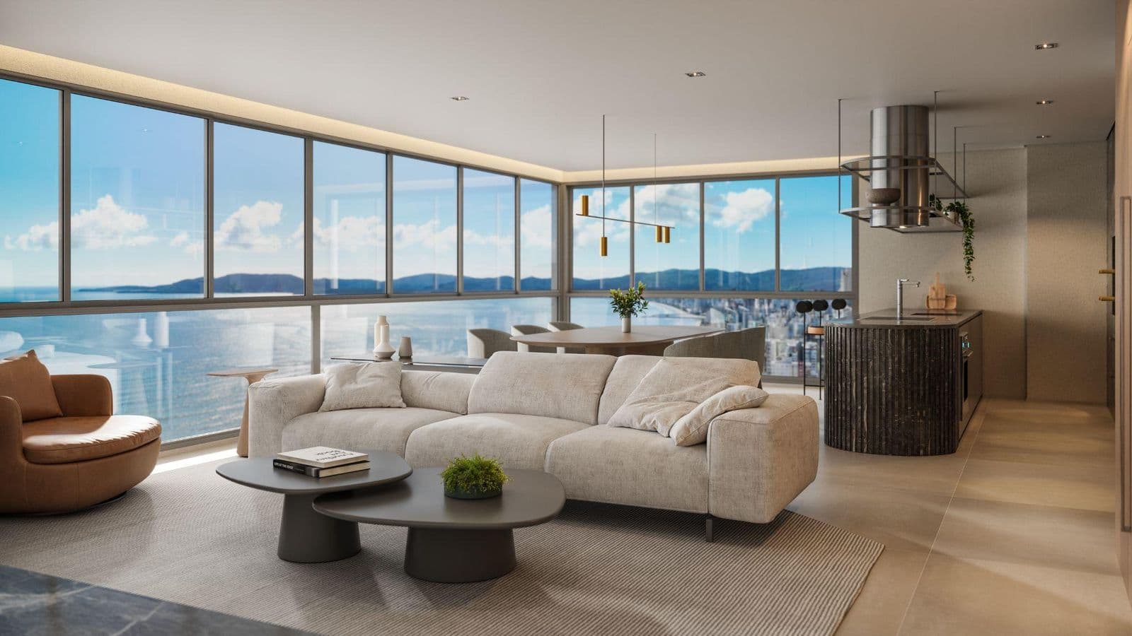 Living integrado de 173 m² do Saint John, em Itapema