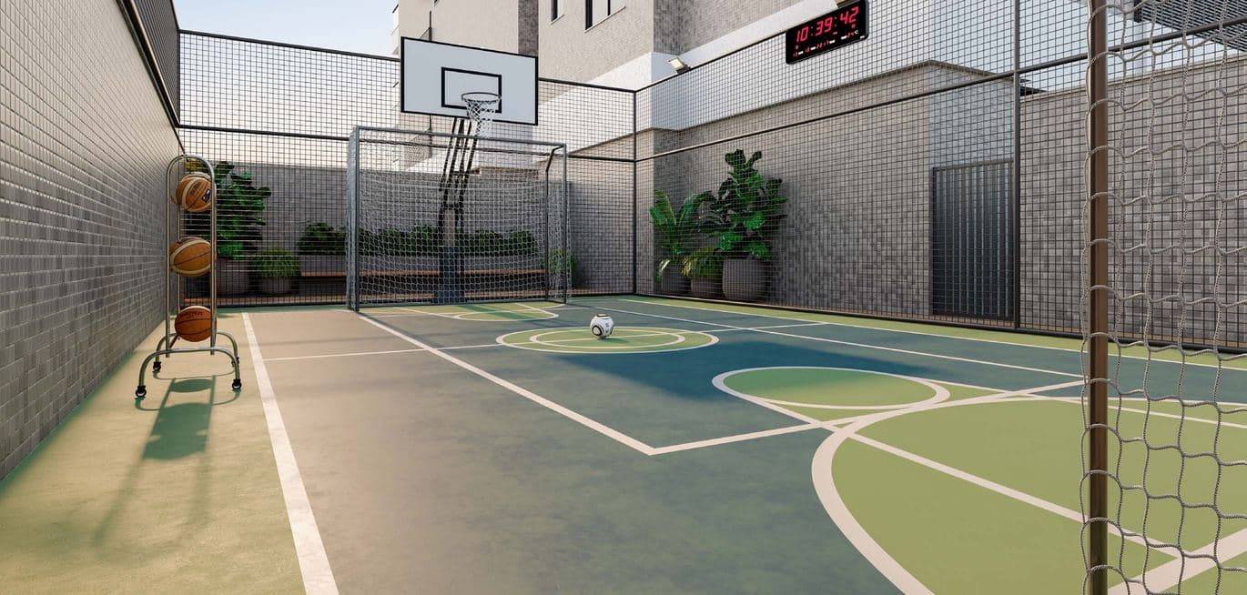 Mini quadra poliesportiva do Santiago Residencial, em Itapema