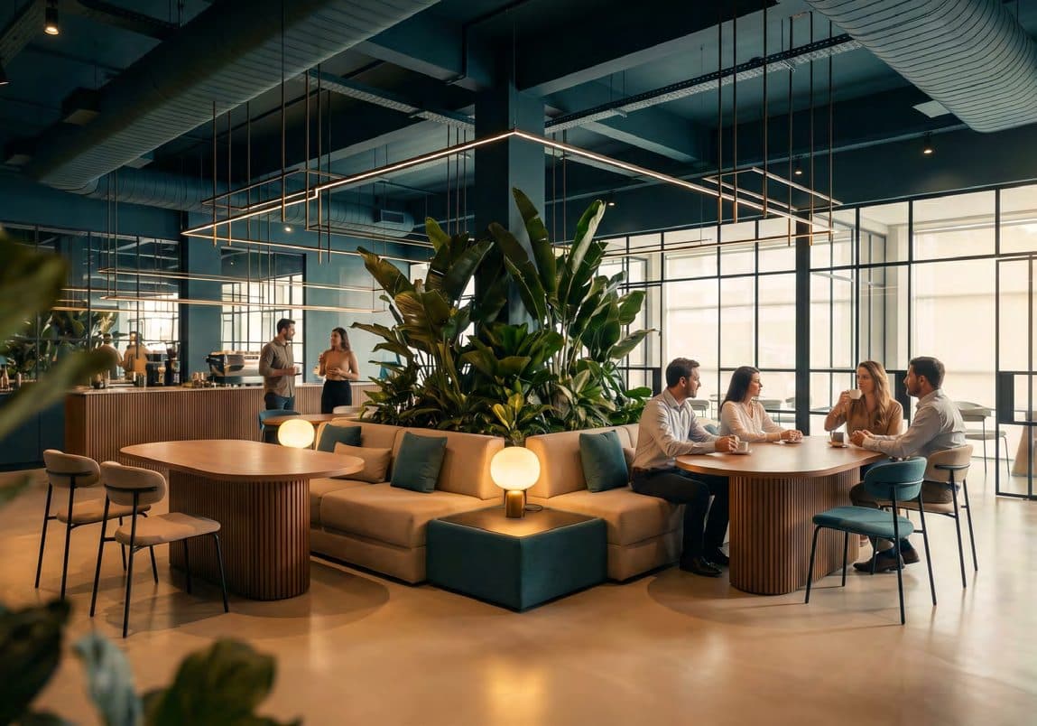 Lounge de convivência do Seger Tower, prédio comercial em Itapema