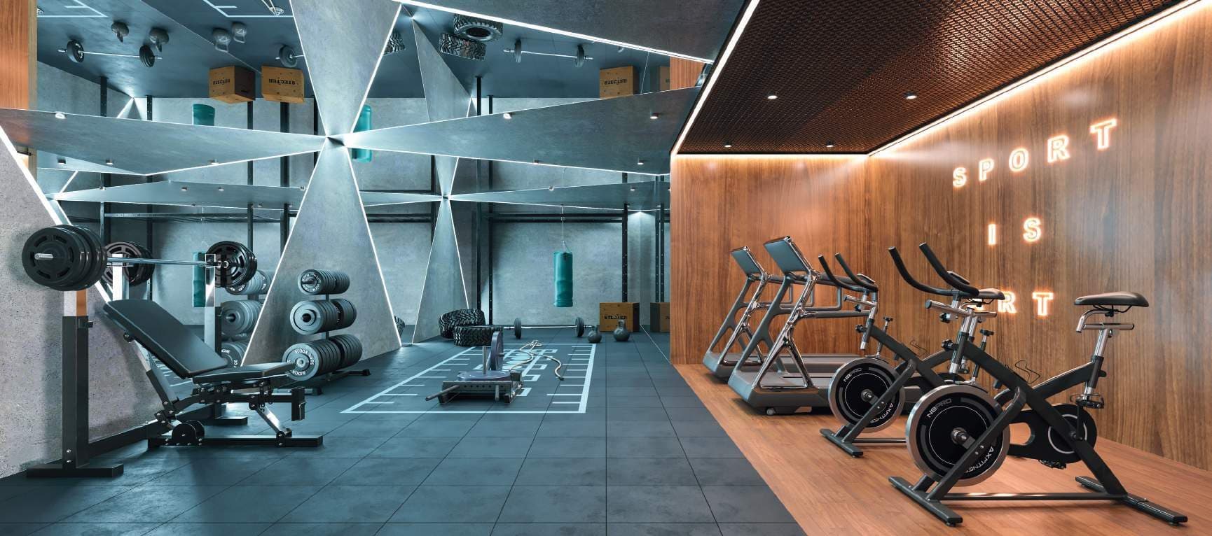 Academia equipada do Serenity Residence, em Itapema