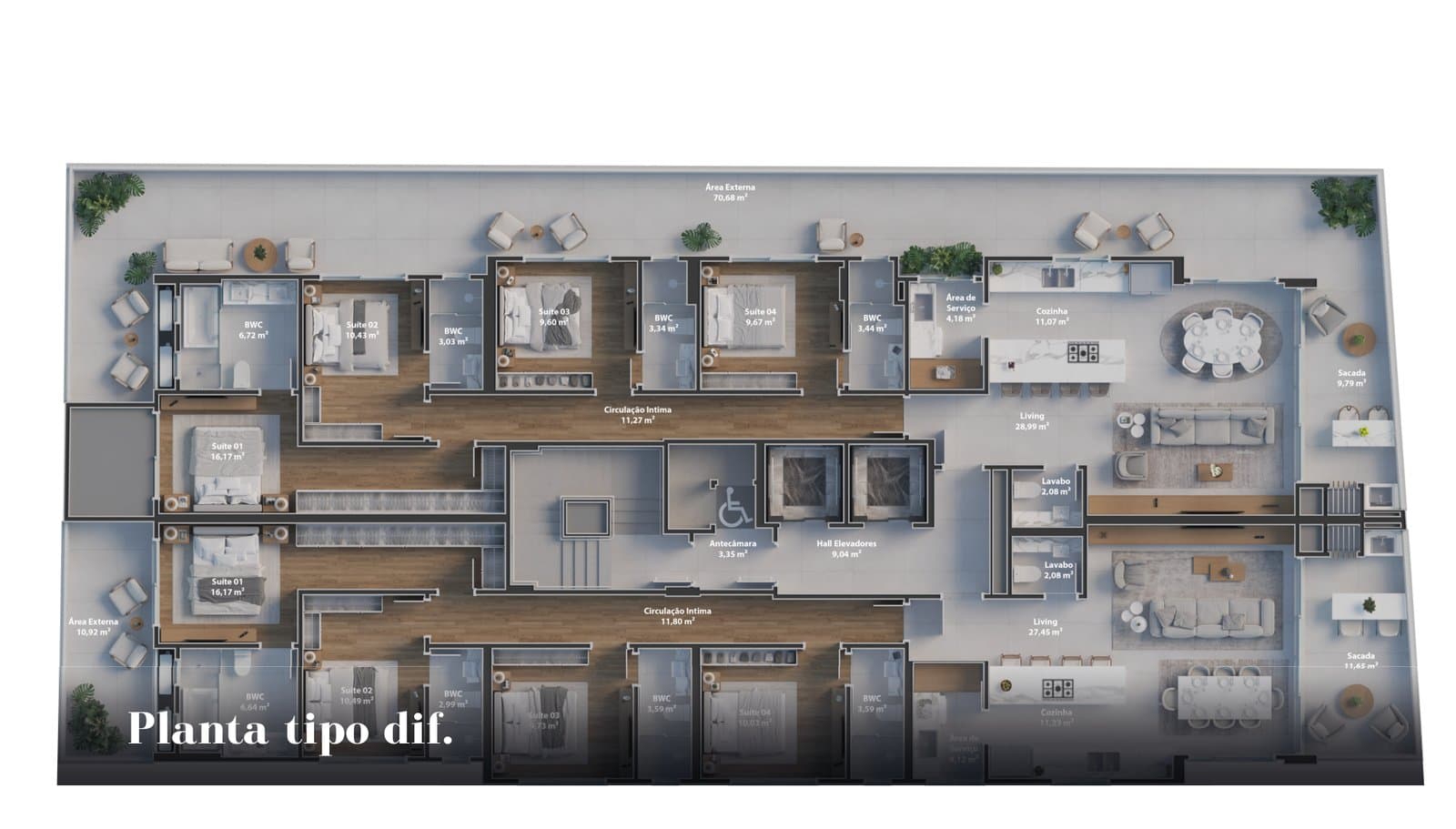 Planta do pavimento diferenciado do Sofistic Home, no 4º andar