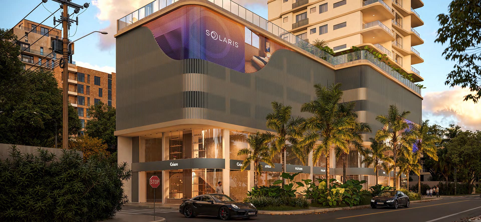 Fachada do Solaris Residencial na esquina da Terceira Avenida com a Rua 236, em Meia Praia