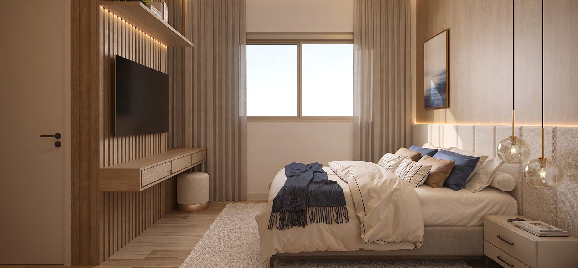 Suíte de um apartamento do Solaris, em Meia Praia, Itapema