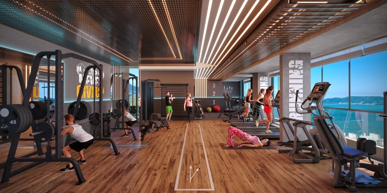 Academia no rooftop do Sun Breeze Tower, na Meia Praia, Itapema
