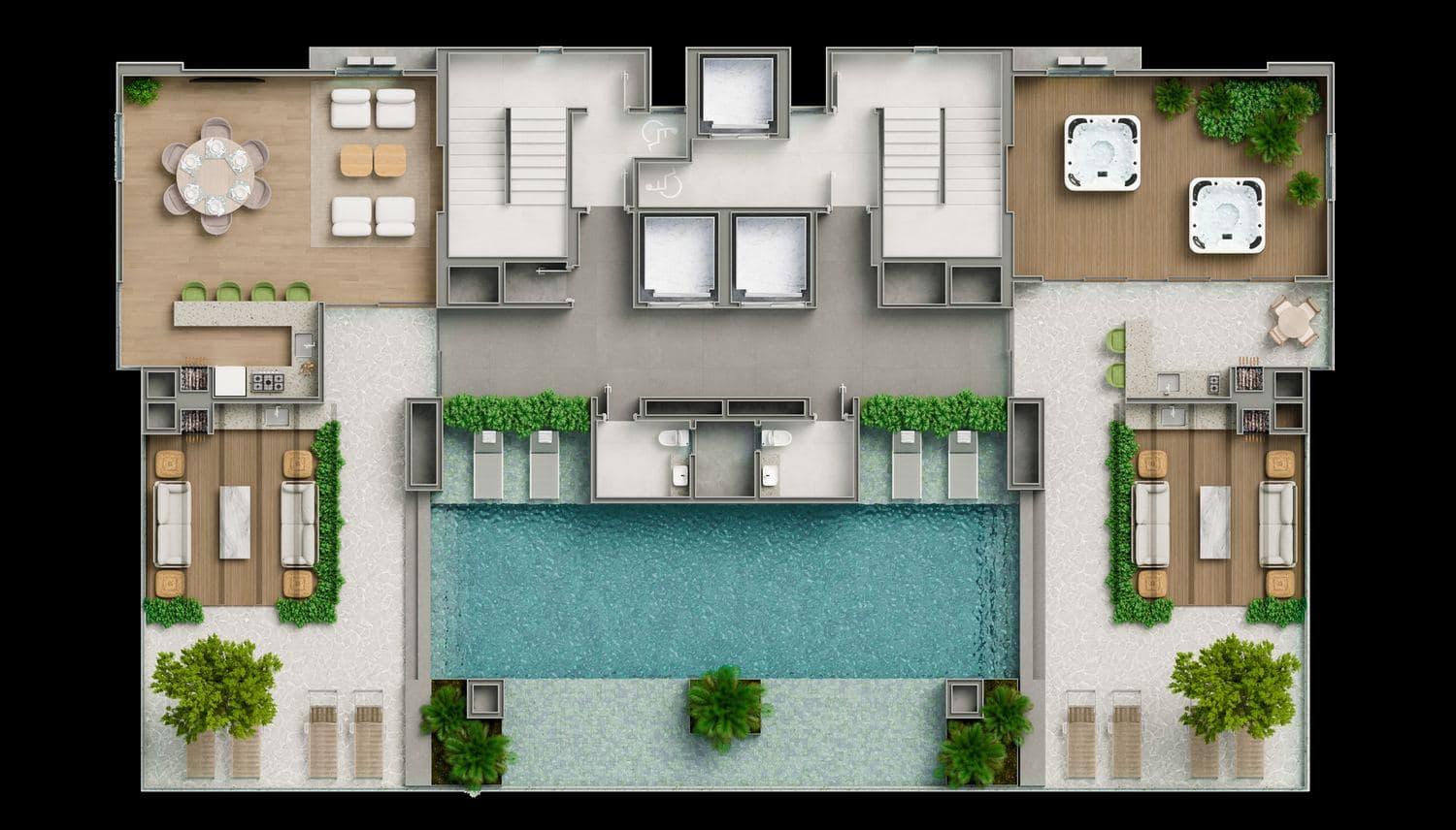 Planta do rooftop, no 35º pavimento do Sytonia Flats, na Meia Praia