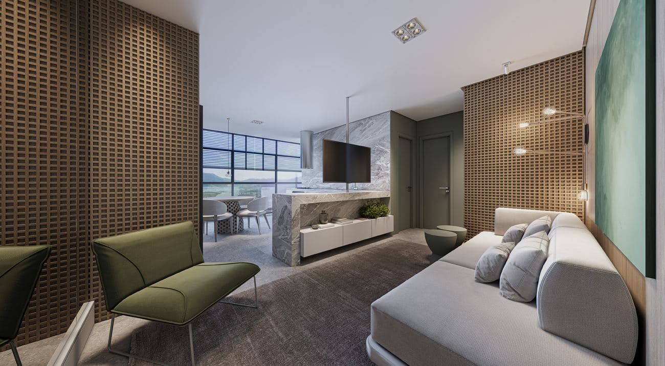 Studio de planta livre de 40,86 m² do Sytonia Flats, na Meia Praia