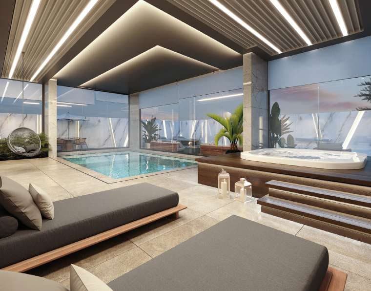 Piscina aquecida e SPA do Thiesen Residence, em Itapema