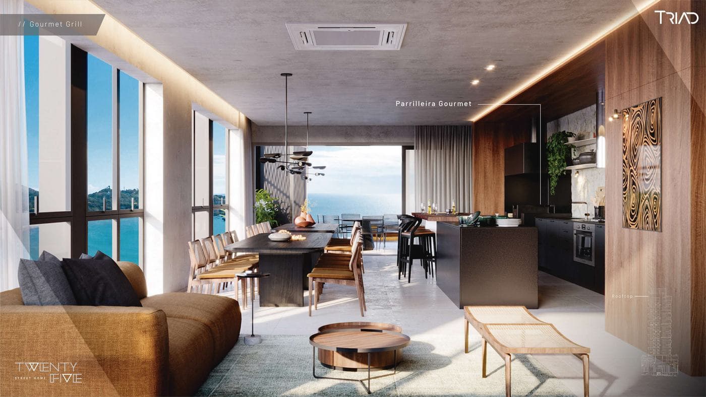 Gourmet Grill do rooftop do Twenty Five Street Home, com parrilla