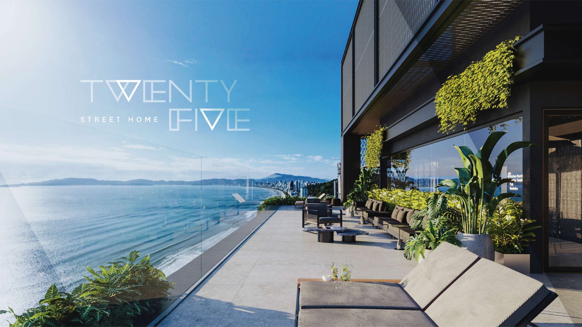 Terraço do Twenty Five Street Home com vista para o mar de Itapema