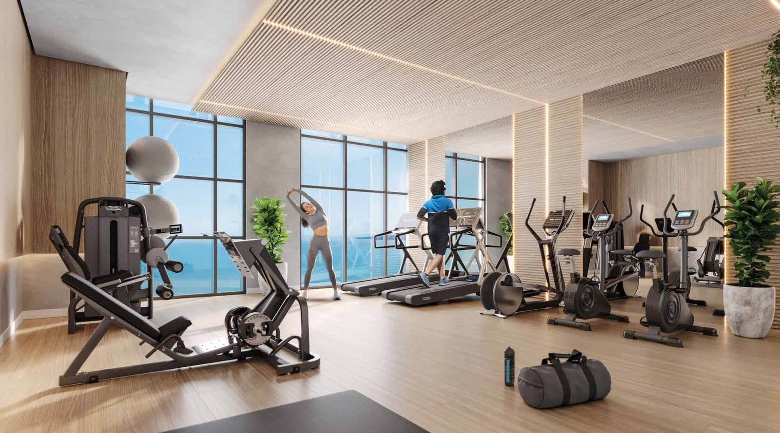 Academia no rooftop a 150 metros de altura do Villa Di Capri, com vista para o mar de Itapema