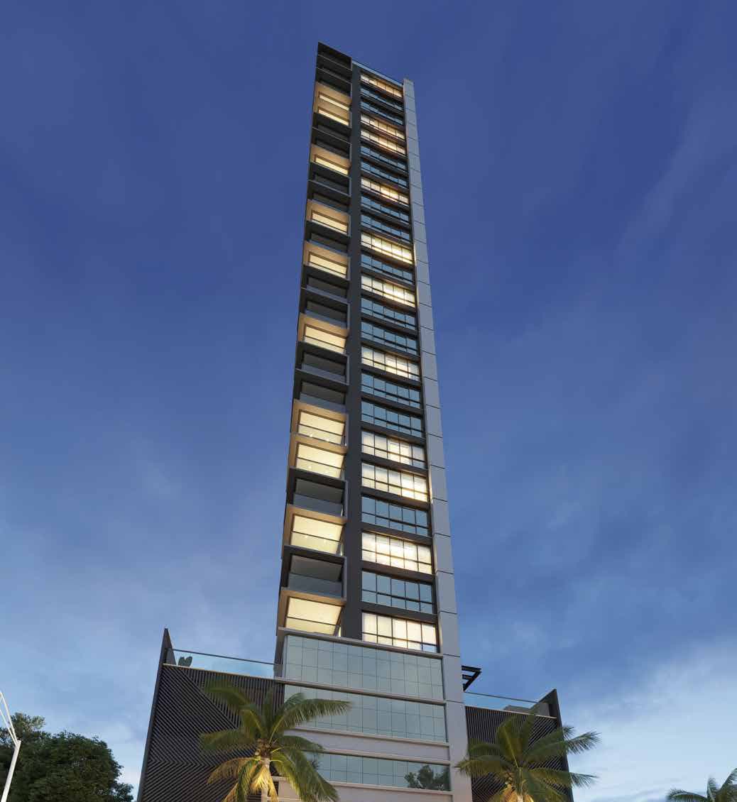Torre do Villa Lobos Residence à noite, vista da Rua 319, na Meia Praia, Itapema