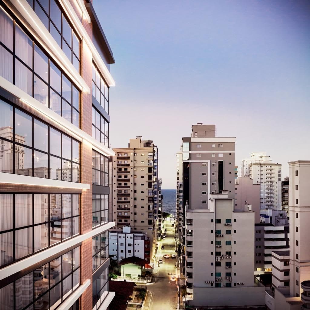 Vista da sacada de um apartamento do Volo Lumini, na Meia Praia