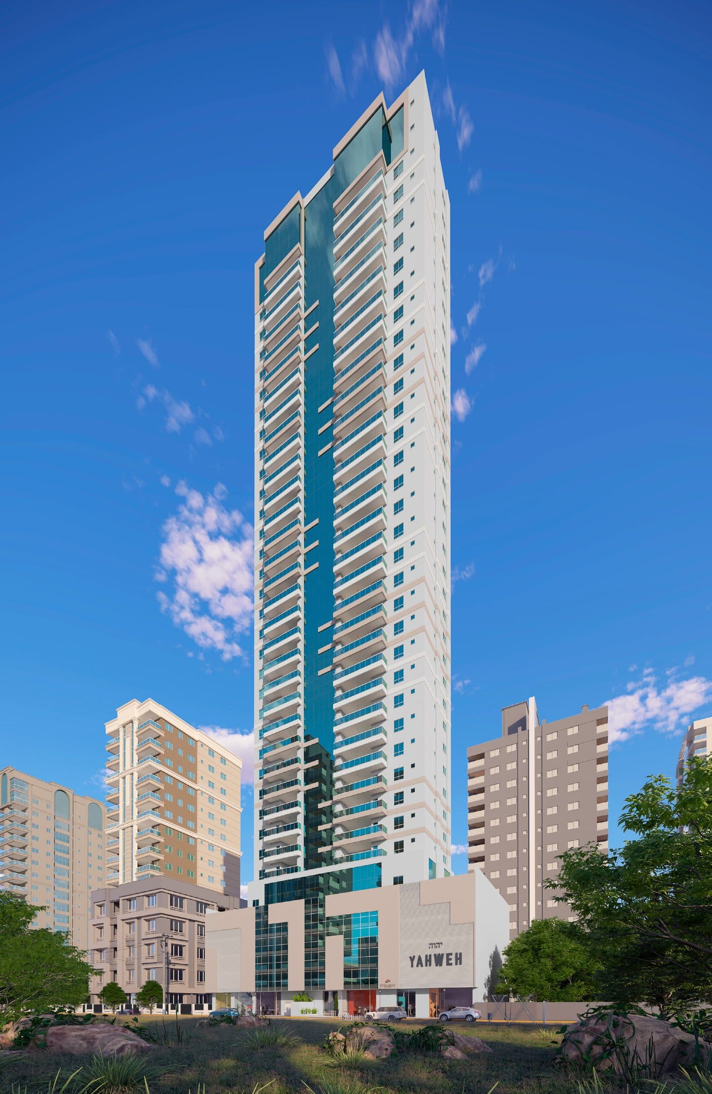Torre de 37 andares do Yahweh Residence, na Rua 218, Meia Praia, Itapema