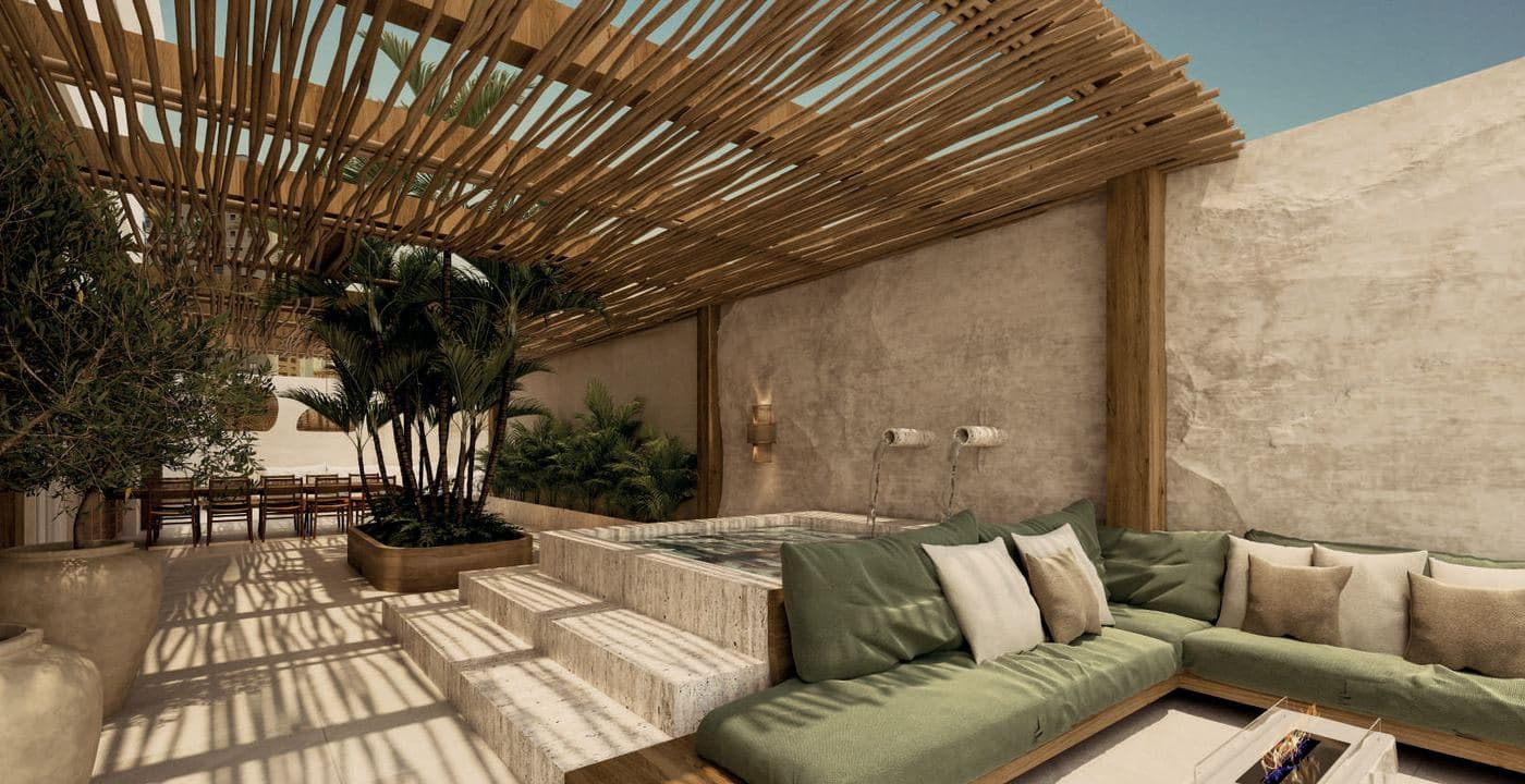 Área externa privativa do tipo 01 do Zamá Coast Residence, na Meia Praia